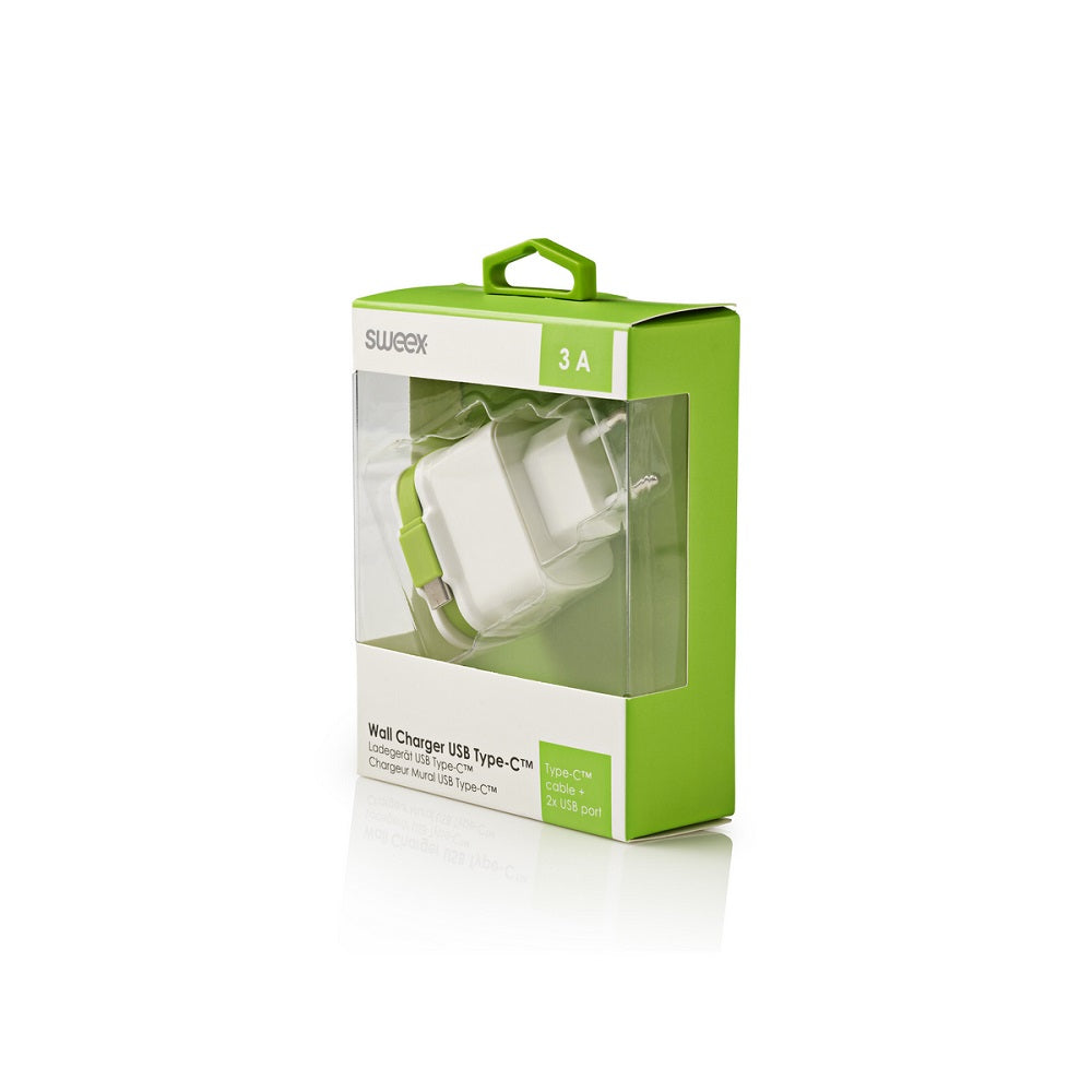 Caricabatterie USB Type C 2 uscite 2.4A-1A Sweex 8717534026186 CH-027WH ND8010