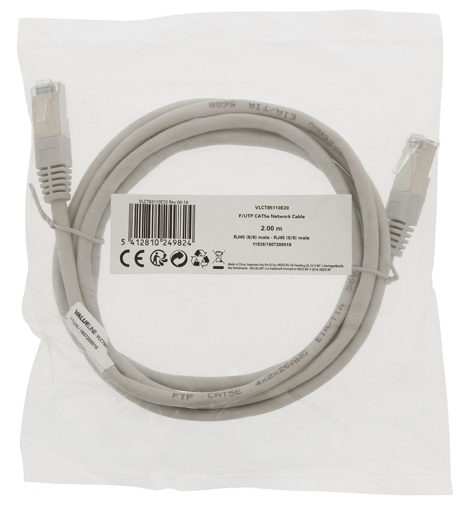 Cavo di rete CAT5e F/UTP RJ45 (8P8C) Maschio  2m Grigio VLCT85110E20 5412810249824 ND8015
