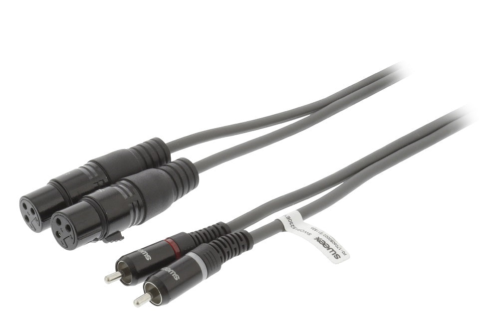Cavo Stereo 2x XLR 3-Pin Femmina - 2x RCA Maschio 3m