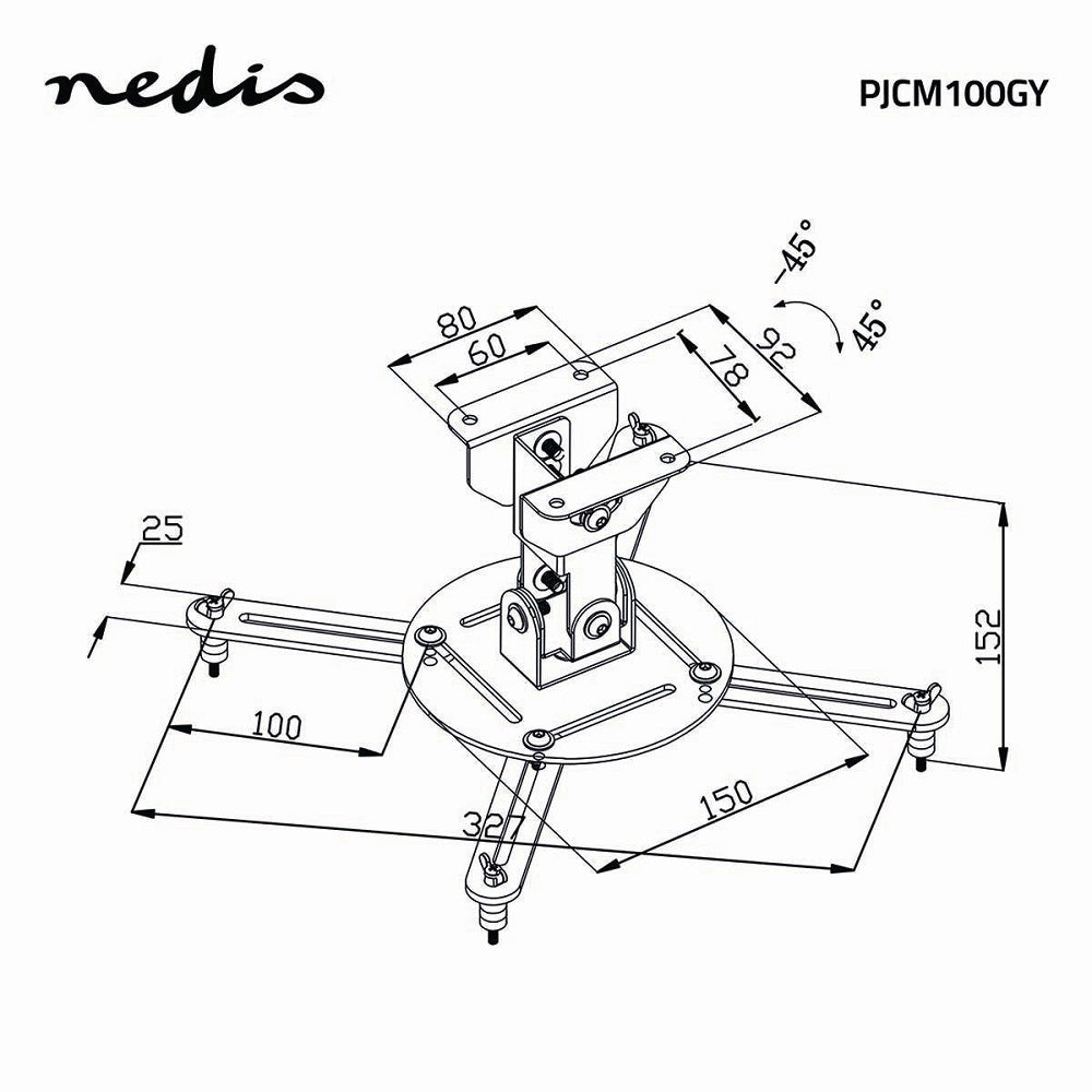 Supporto per proiettore da soffitto girevole a 360°  Max 10kg PJCM100GY 5412810274246 ND8070