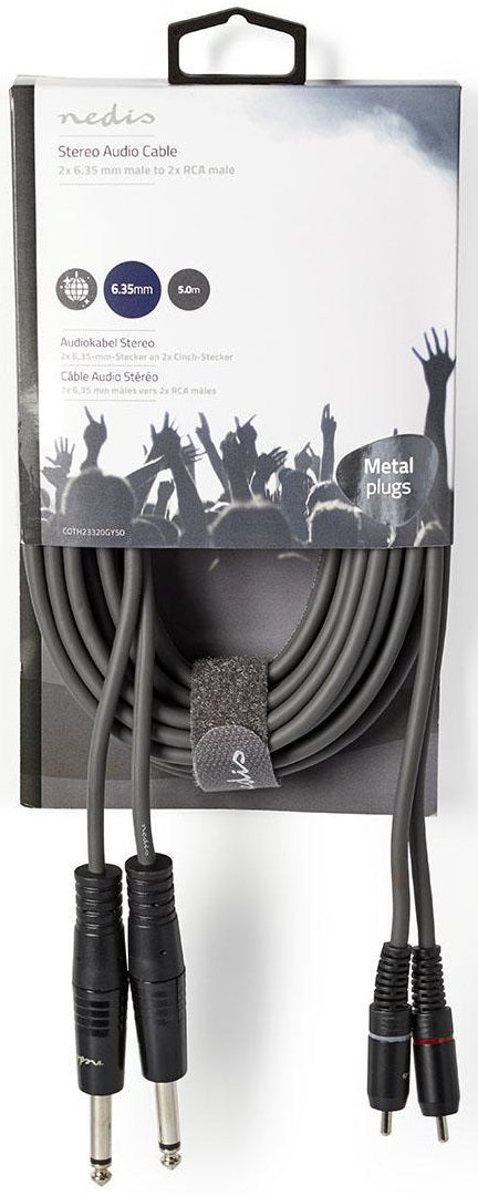 Cavo audio stereo 2x 6,35 mm maschio - 2x maschio RCA 5m COTH23320GY50 5412810295357 ND9554
