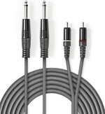 Cavo audio stereo 2x 6,35 mm maschio - 2x maschio RCA 5m