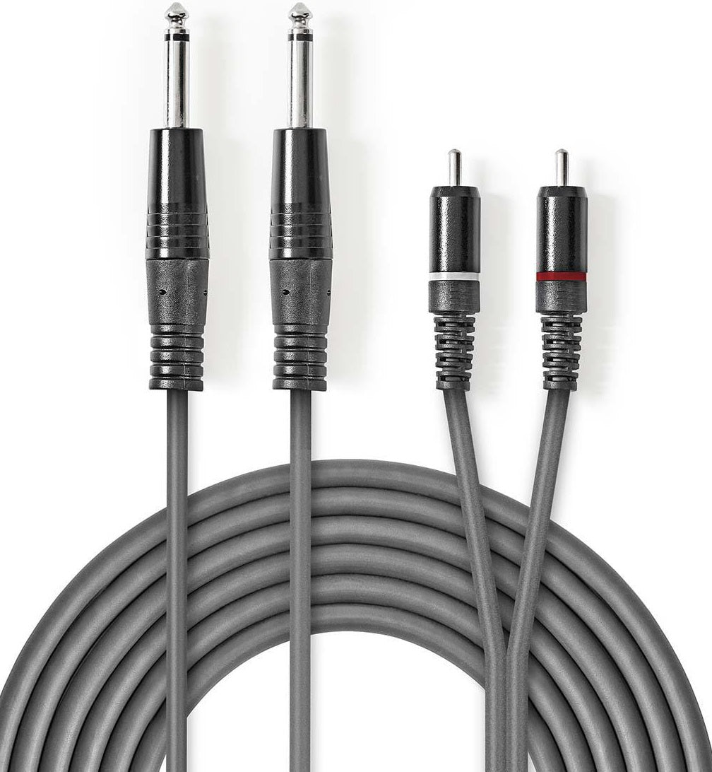 Cavo audio stereo 2x 6,35 mm maschio - 2x maschio RCA 5m
