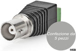 Connettore di sicurezza CCTV 2 fili a BNC femmina confezione da 5