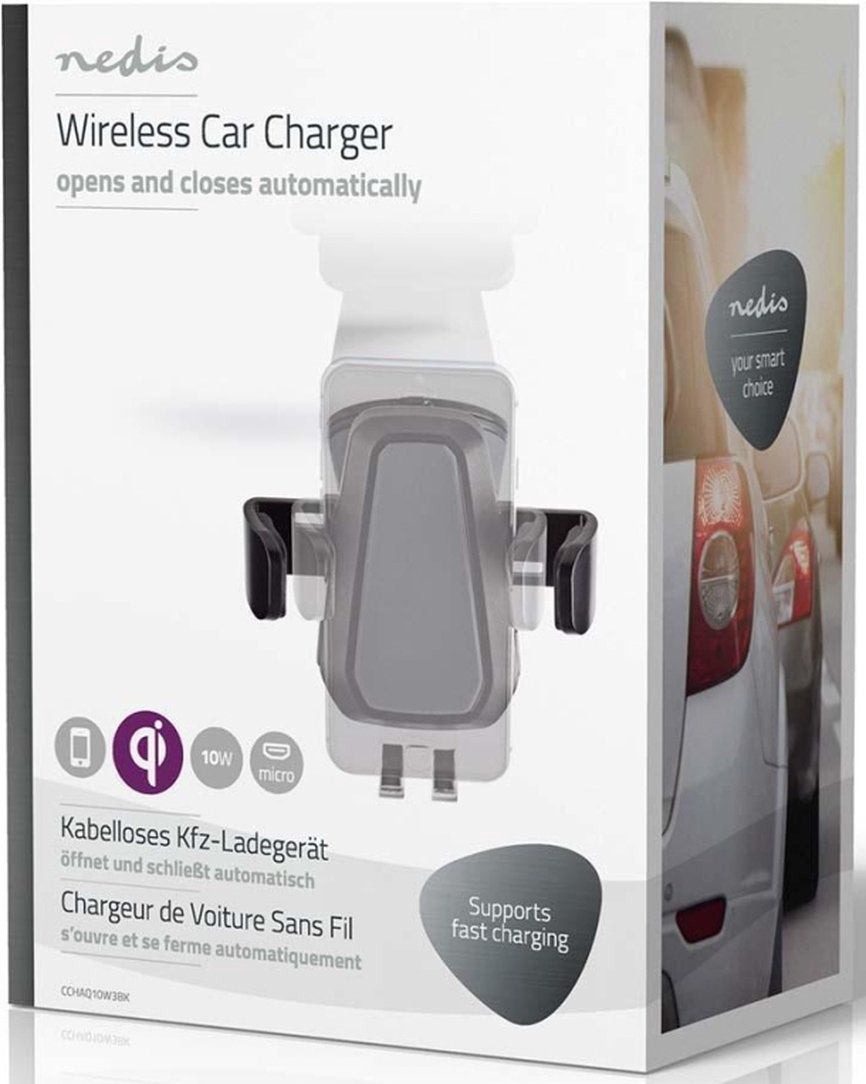 Caricabatteria da auto wireless 2A 10W con funzione di chiusura automatica Nero 5412810293384 CCHAQ10W3BK ND9665