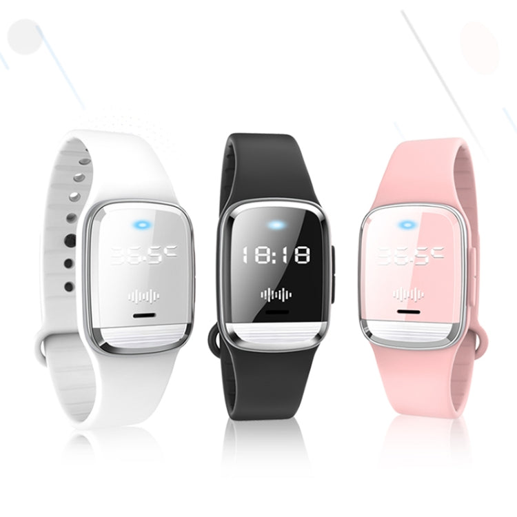 Braccialetto repellente per zanzare a onde ultrasoniche M20 per esterni con orologio e test della temperatura corporea, M20 (Black), M20 (Pink), M20 (White)