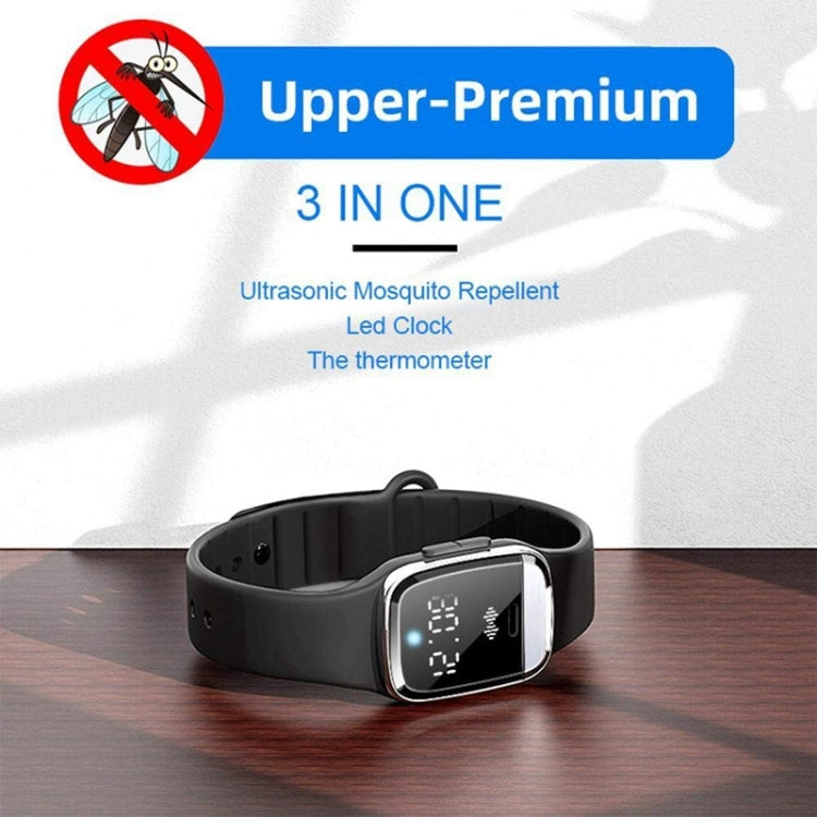 Braccialetto repellente per zanzare a onde ultrasoniche M20 per esterni con orologio e test della temperatura corporea, M20 (Black), M20 (Pink), M20 (White)