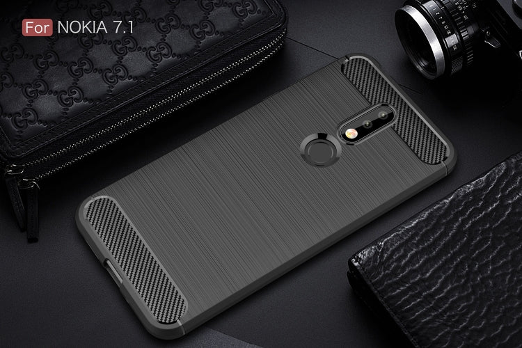 Custodia morbida TPU fibra carbonio per Nokia 7.1