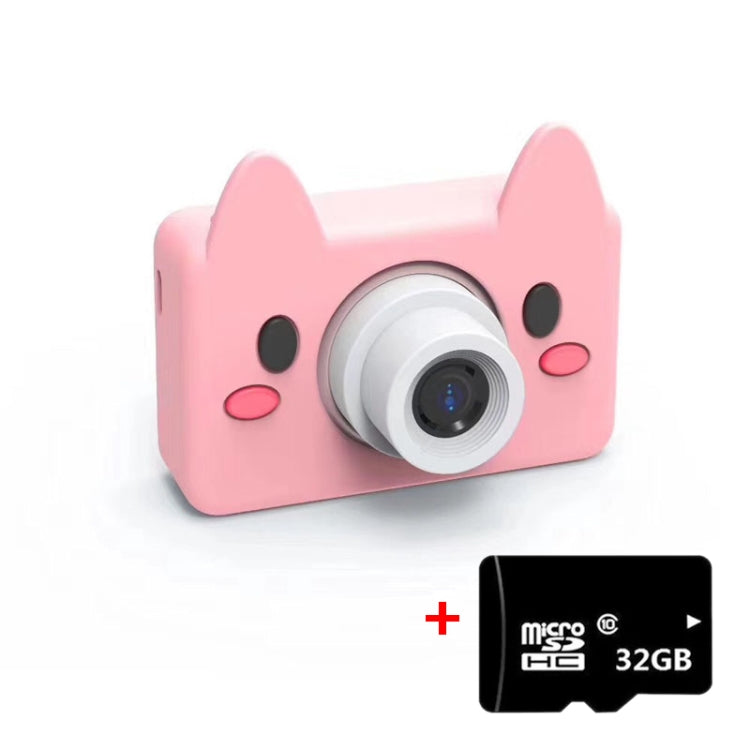 D9 8.0 Megapixel Mini Sports Digital Camera Slim Lightweight 2.0 Inch Screen Bear Protective Case 32GB Memory for Kids, Pig, Frog, Elk, Giraffe, Sheep, Rabbit, Bear