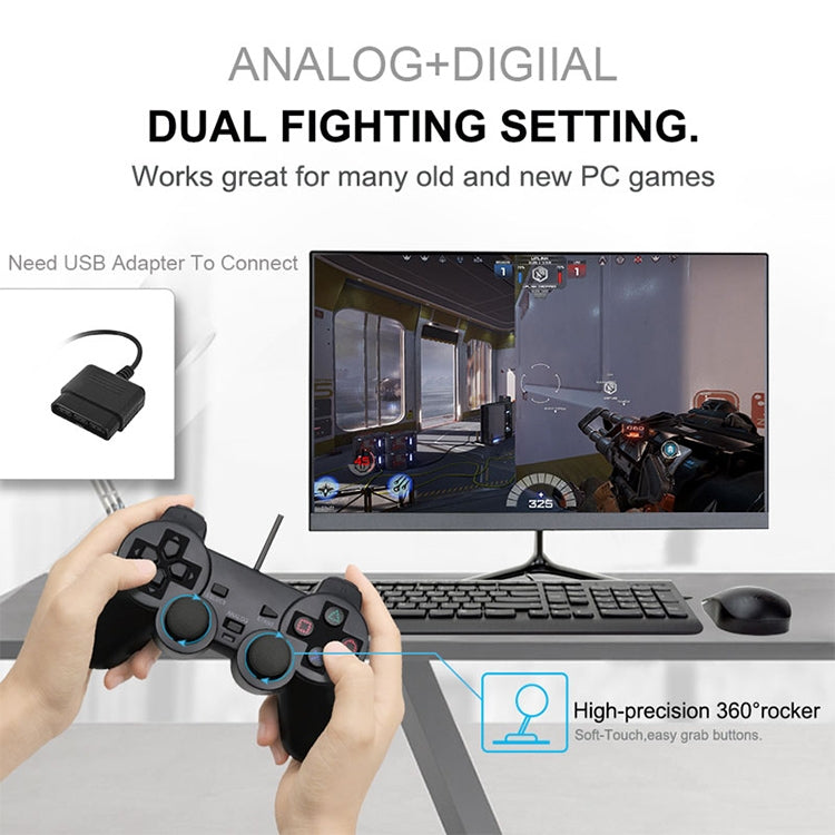 Joypad cablato con doppia vibrazione per PS2