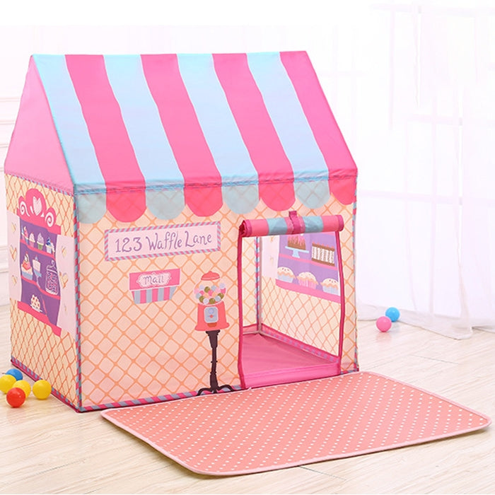Tenda da gioco per la stampa dei bambini domestici Piccola casa da gioco con tappetino, with Mat (Black White), with Mat (Pink), with Mat (Green), with Mat (Light Pink)