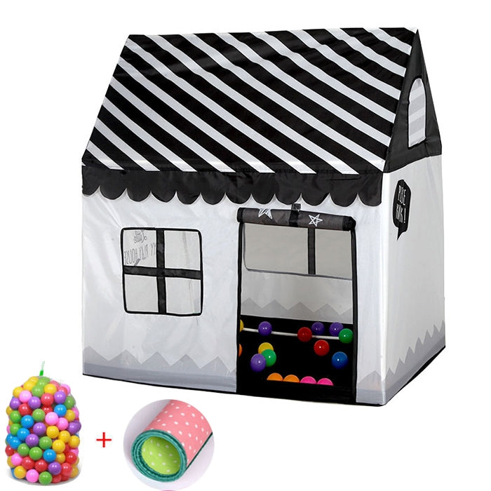 Tenda da gioco per bambini con stampa domestica Piccola casa da gioco con 50 palline oceaniche e tappetino, with 50 Ocean Balls & Mat (Green), with 50 Ocean Balls & Mat (Light Pink), with 50 Ocean Balls & Mat (Black White)