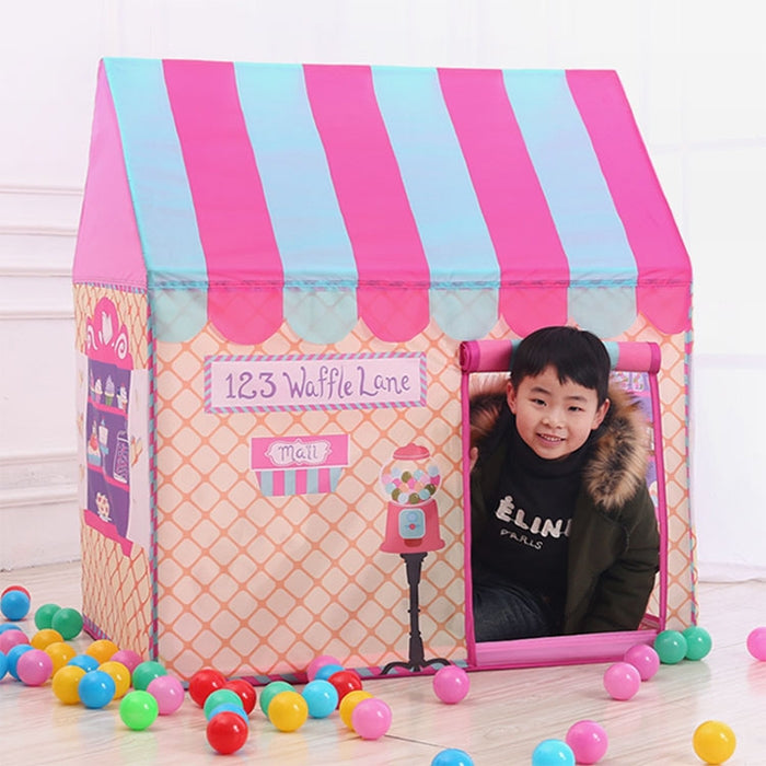 Tenda da gioco per bambini con stampa domestica Piccola casa da gioco con 50 palline oceaniche e tappetino, with 50 Ocean Balls & Mat (Green), with 50 Ocean Balls & Mat (Light Pink), with 50 Ocean Balls & Mat (Black White)