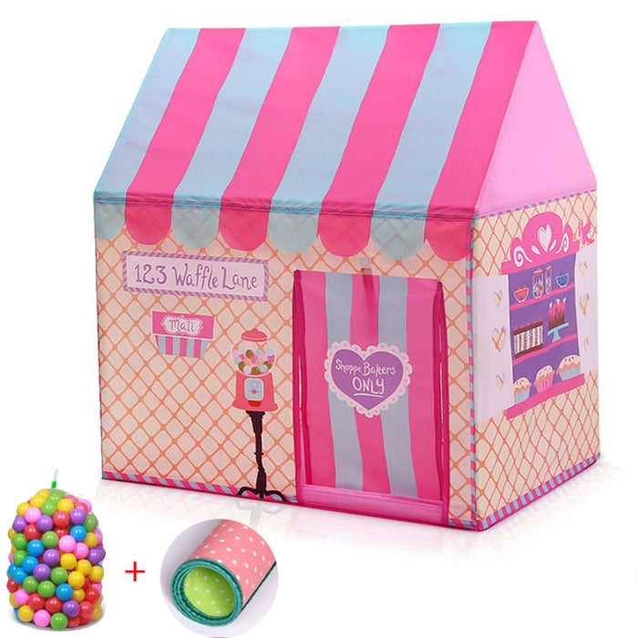 Tenda da gioco per bambini con stampa domestica Piccola casa da gioco con 50 palline oceaniche e tappetino, with 50 Ocean Balls & Mat (Green), with 50 Ocean Balls & Mat (Light Pink), with 50 Ocean Balls & Mat (Black White)