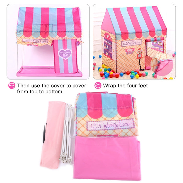 Tenda da gioco per la stampa dei bambini domestici Piccola casa da gioco con passaggio, with Passageway (Pink), with Passageway (Green)