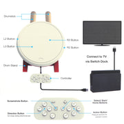 DOBE TNS-1867 Bacchette per videogiochi Controller Taiko Drum Kit per Nintendo Switch, For Nintendo Switch