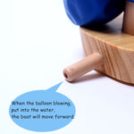 Giocattoli per bambini Barca a palloncino in legno Barca a palloncino Giocattoli da bagno in legno per bambini, Wooden Balloon Boat