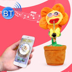 Giocattolo per adulti per bambini in peluche Bluetooth stile sax girasole, supporto per ricarica USB e batteria
