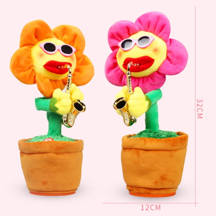 Giocattolo per adulti per bambini in peluche Bluetooth stile sax girasole, supporto per ricarica USB e batteria