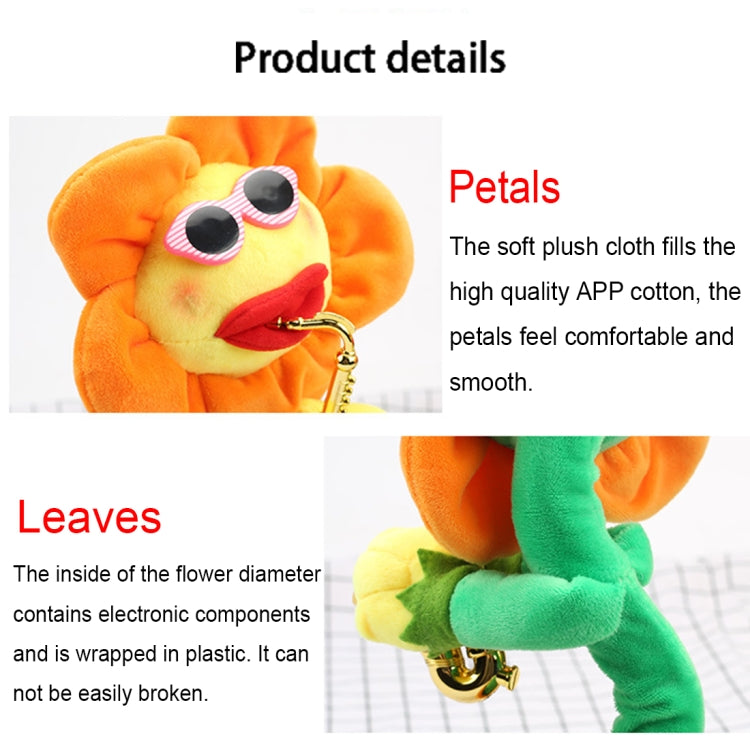 Giocattolo per adulti per bambini in peluche Bluetooth stile sax girasole, supporto per ricarica USB e batteria
