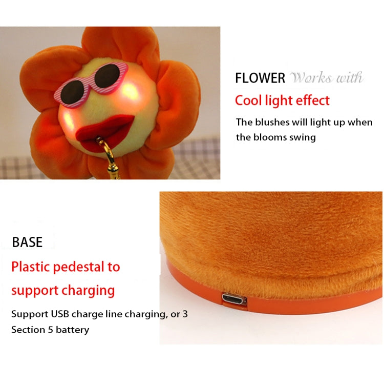 Giocattolo per adulti per bambini in peluche Bluetooth stile sax girasole, supporto per ricarica USB e batteria