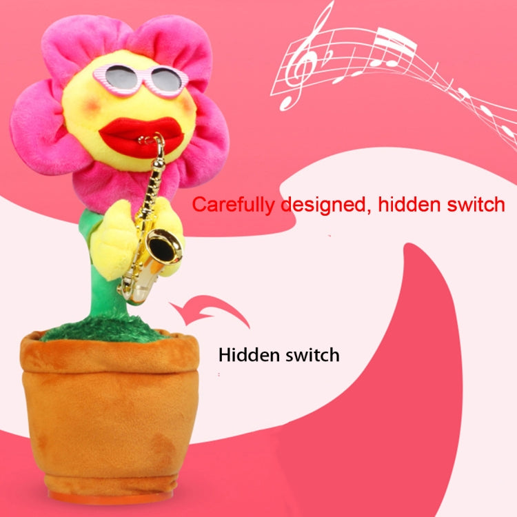 Giocattolo per adulti per bambini in peluche Bluetooth stile sax girasole, supporto per ricarica USB e batteria