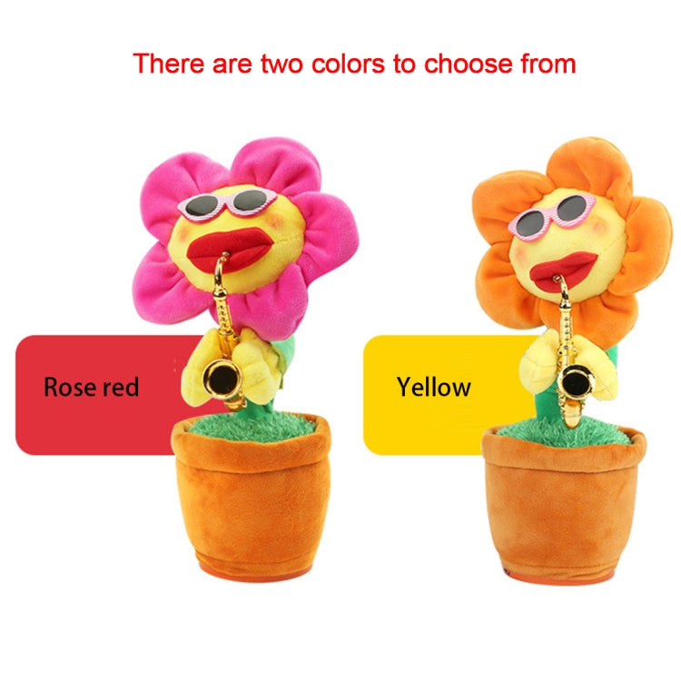 Giocattolo per adulti per bambini in peluche Bluetooth stile sax girasole, supporto per ricarica USB e batteria