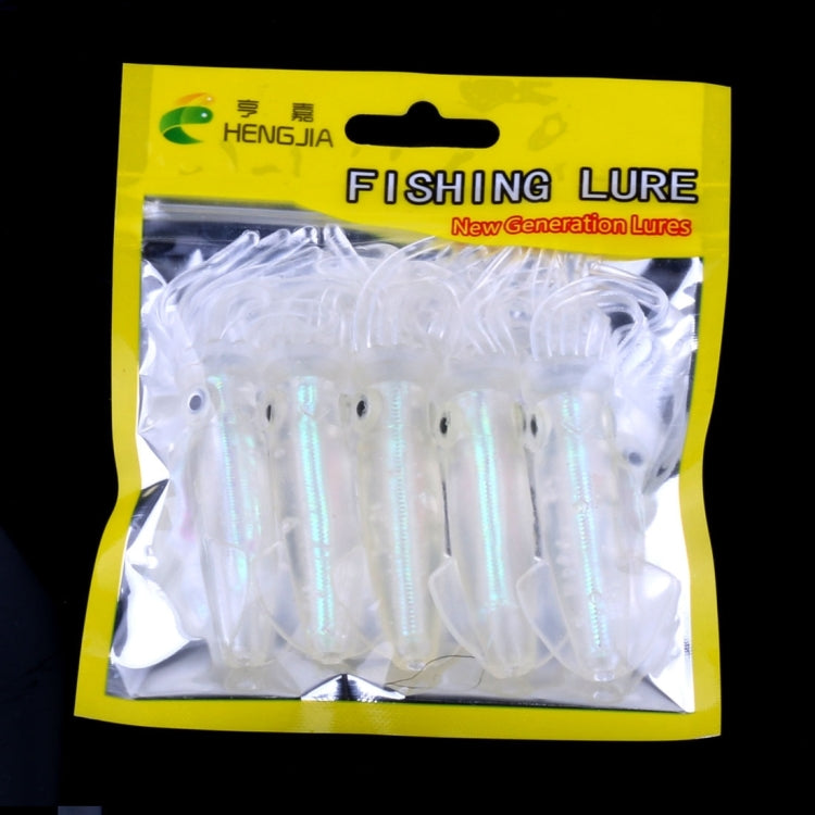 HENGJIA 5 Pezzi Calamari Esche Morbide in Plastica Esche da Pesca Artificiali Esche da Pesca Bioniche, Lunghezza: 9 cm, Luminous, Colorful Pipe