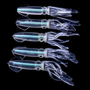 HENGJIA 5 Pezzi Calamari Esche Morbide in Plastica Esche da Pesca Artificiali Esche da Pesca Bioniche, Lunghezza: 9 cm, Luminous, Colorful Pipe