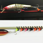 10 pezzi multi colore in plastica per canna da pesca, canna da pesca, gancio per custode, cucchiaio esca, consegna colore casuale