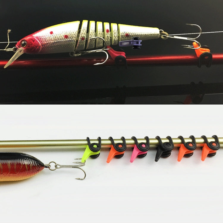 10 pezzi multi colore in plastica per canna da pesca, canna da pesca, gancio per custode, cucchiaio esca, consegna colore casuale