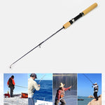 Canna da pesca portatile sul ghiaccio da 27 cm, canna da gamberetti, canna da richiamo, accessori per attrezzatura da pesca, lunghezza estensione: 60 cm, 27cm