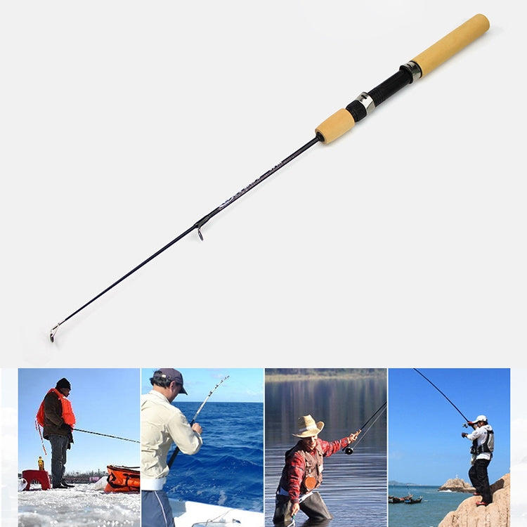 Canna da pesca portatile sul ghiaccio da 27 cm, canna da gamberetti, canna da richiamo, accessori per attrezzatura da pesca, lunghezza estensione: 60 cm, 27cm