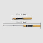 Canna da pesca portatile sul ghiaccio da 27 cm, canna da gamberetti, canna da richiamo, accessori per attrezzatura da pesca, lunghezza estensione: 60 cm, 27cm