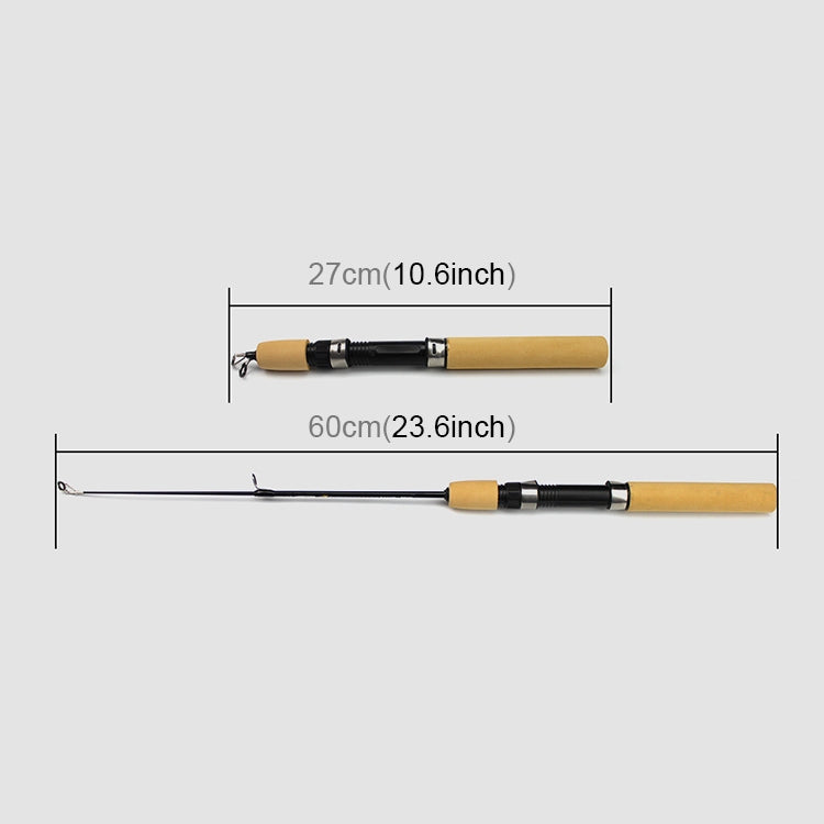 Canna da pesca portatile sul ghiaccio da 27 cm, canna da gamberetti, canna da richiamo, accessori per attrezzatura da pesca, lunghezza estensione: 60 cm, 27cm