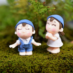 Gli amanti sorridono giardino decorazione casa delle bambole muschio micro paesaggio ornamenti in PVC, Lovers Smile Pink, Lovers Smile Blue