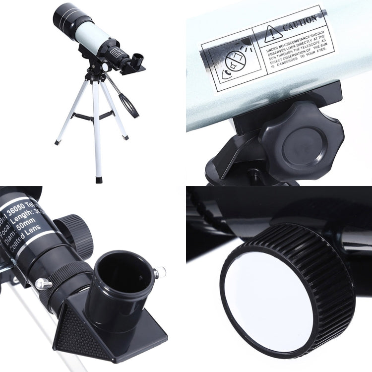 F36050 Cannocchiale telescopio astronomico portatile professionale ad alta definizione High Times Espace con treppiede in lega di alluminio (Argento), F36050
