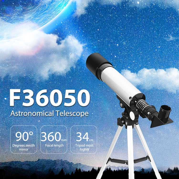 F36050 Cannocchiale telescopio astronomico portatile professionale ad alta definizione High Times Espace con treppiede in lega di alluminio (Argento), F36050