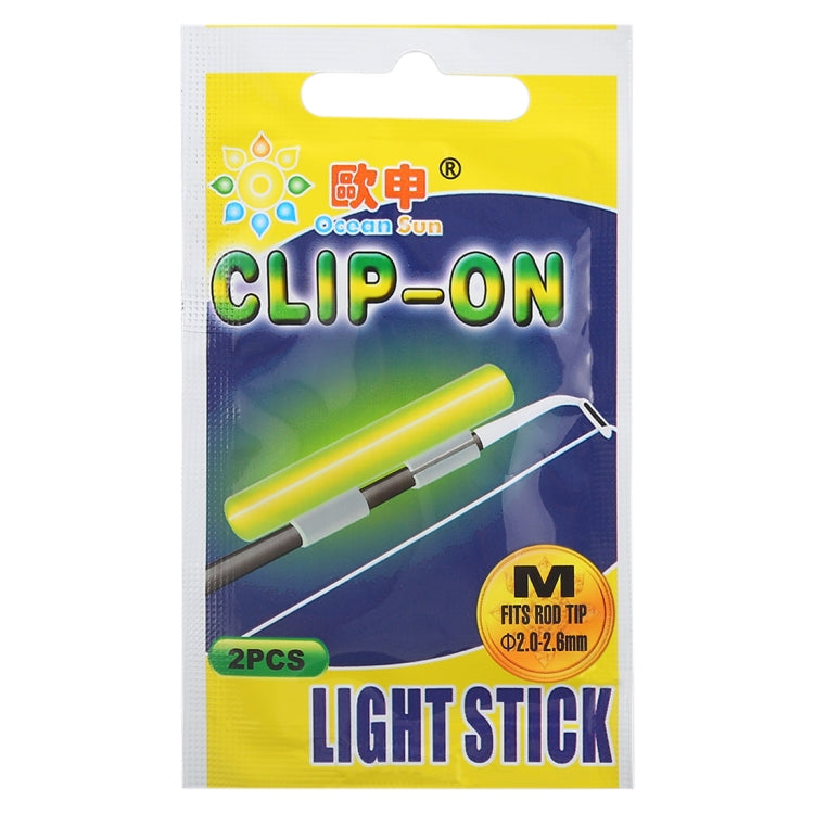 Bastone luminoso da pesca notturno con clip OCEAN SUN da 10 pezzi, M, adatto per punta della canna da 2,0-2,6 mm, Clip-On, M