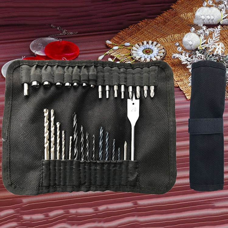 Set di punte per trapano e cacciavite 31 in1 Set di punte per trapano per legno piatto per legno industriale con borsa portatile, 31 in1 Drill
