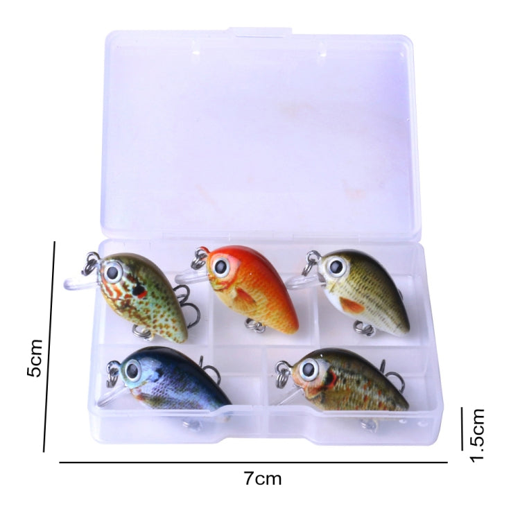 HENGJIA 5 pz 2,7 cm/1,5 g Luya Esche da pesca su roccia Kit esca bionica con scatola di plastica, Box008