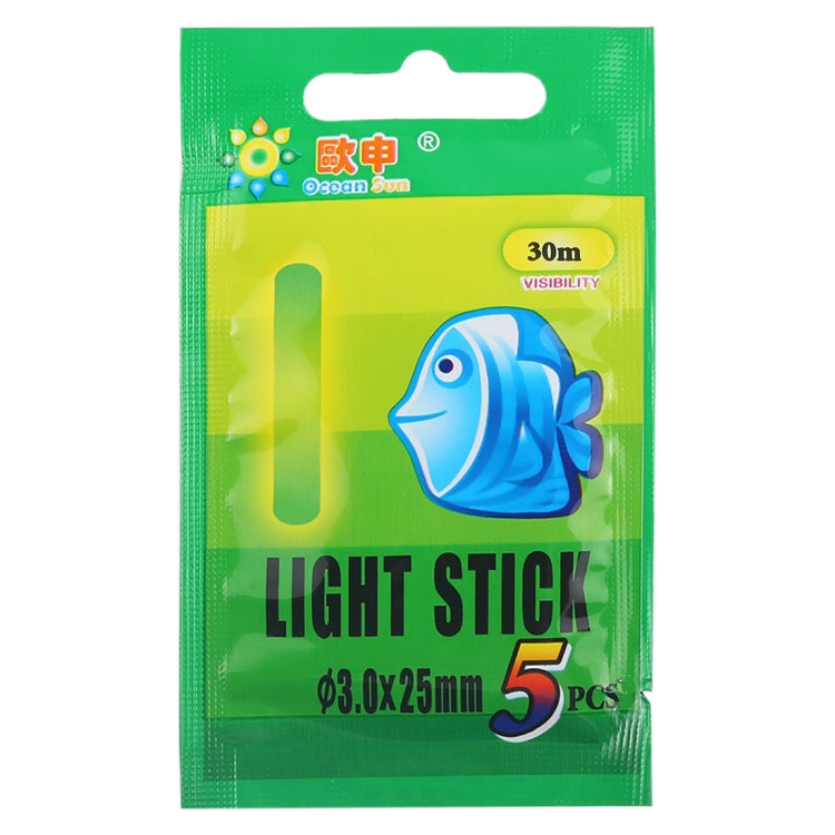 Bastoncino luminoso da pesca notturno galleggiante OCEAN SUN da 10 confezioni, visibilità: 30 m, dimensioni: 4,5 x 37 mm, Visibility: 30m(5pcs)