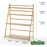 Scaffali per fioriere sospese a 3 livelli in bambù Scaffali per fioriere Scaffale per vasi da fiori Scaffale per esposizione pieghevole Scaffale per piante, Larghezza: 70 cm, 3-Tier Width: 70cm(Green), 3-Tier Width: 70cm(Blue), 3-Tier Width: 70cm(White...
