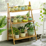 Scaffali per fioriere sospese a 3 livelli in bambù Scaffali per fioriere Scaffale per vasi da fiori Scaffale per esposizione pieghevole Scaffale per piante, Larghezza: 70 cm, 3-Tier Width: 70cm(Green), 3-Tier Width: 70cm(Blue), 3-Tier Width: 70cm(White...