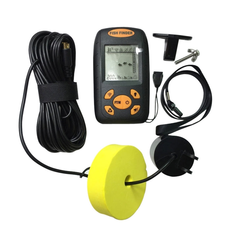 Ecoscandaglio portatile ad ultrasuoni, ecoscandaglio per profondità e temperatura dell'acqua con trasduttore del sensore sonar cablato e display LCD, Fish Finder  Black