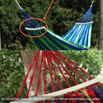 Amaca da spiaggia portatile con amaca in tela per due persone resistente al ribaltamento e lettino da spiaggia con bastoncini di legno, dimensioni: 190 x 150 cm, Size: 190 x 150cm(Blue), Size:190 x 150cm(Red)