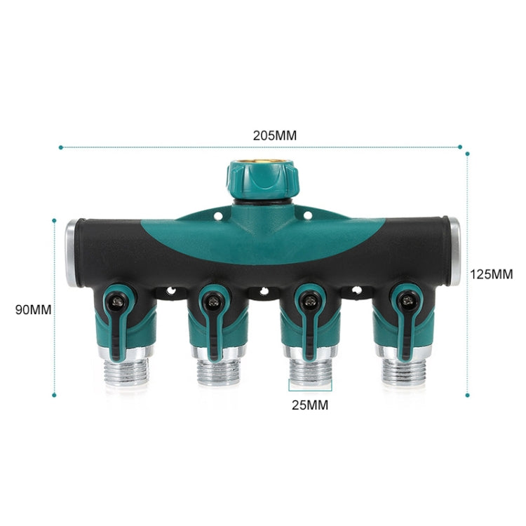Irrigatore per acqua da giardino multifunzione 4 in 1 Valvola per irrigazione del prato Regolatore di divisione dell'acqua Shunt per tubo dell'acqua, spina europea, EU Plug