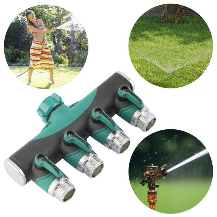 Irrigatore per acqua da giardino multifunzione 4 in 1 Valvola per irrigazione del prato Regolatore di divisione dell'acqua Shunt per tubo dell'acqua, spina europea, EU Plug