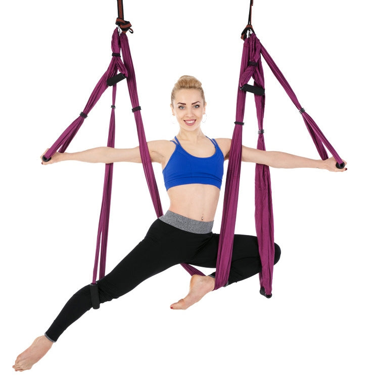 Amaca yoga aerea con 6 maniglie per bodybuilding, verticale, inelasticità