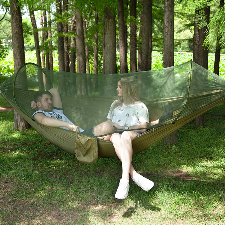 Amaca da paracadute in nylon completamente automatica da campeggio esterna portatile con zanzariere, dimensioni: 290 x 140 cm, 290x140cm Camouflage, 290x140cm Army Green, 290x140cm Black, 290x140cm Dark Blue, 290x140cm Dark Green, 290x140cm Pink Blue  ...